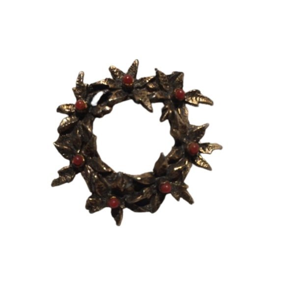 ⬇️ Metal Wreath Design Brooch Pin with Gemstone - Picture 1 of 16